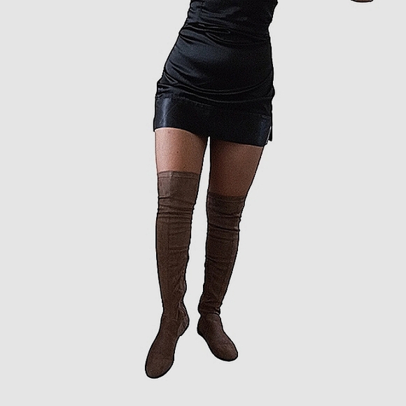 Over-the-knee boots Closed Toe Knee High Comfy no heel Stretch Suede Ele… - Picture 3 of 17